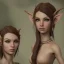 Placeholder: dungeons and dragons female elf druid, brown hair, brown eyes, pale skin