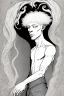 Placeholder: albino young male goat horns alchemist in the style of aubrey beardsley