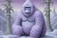 Placeholder: A light purple ice elemental gorilla designed in German folk art painted by Caspar David Friedrich