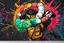 Placeholder: a wrestling graffiti mural wall cell shading style