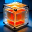 Placeholder: a futuristic translucent neurocube, inside the cube there are partitions made of honeycomb plates