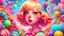 Placeholder: A beautiful white and candy fairy girl portrait, psychedelic colors, whimsical candy land filled with oversized sweets, colorful candy landscapes, and playful characters, in the style of children's book illustrations, bold colors, imaginative scenery, 8K resolution