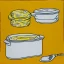 Placeholder: white bread, butter in butter dish, 1970s, seamless pattern, oil on canvas, pop art