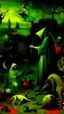 Placeholder: some mysterious figures, odd background, cinematic, Hieronymus Bosch, Max Ernst, vegetal life, rotten, ambient light, cry, ritual, surreal, animals