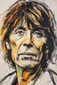 Placeholder: create an abstract portrait of Chrissie Hynde in the fauvist, expressionist art style of Oskar Kokoschka, Andre Derain , and Georges Rouault, highly detailed facial features, 4k with inking in the style of Joe Benitez