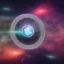 Placeholder: cosmos, metallic sky stars, sky blue light, blue light, green moons with neon rings, 8k resolution, detail