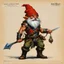 Placeholder: ConceptSheet [by Boris Vallejo]: gnome rogue and his sling with AD&D statistics