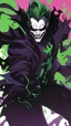 Placeholder: A very close picture to Mix between the joker and venom symbiote in solo leveling shadow art style with neon green details