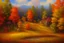 Placeholder: Fall New England landscape, Impressionist style, oil painting, full details