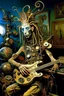 Placeholder: photo by tim walker : loan-blend human-alien biomorphic-animals squid indefinite head extreme wide shot head to toe portrait of weird krofft pufnstuff puppet voodoo cutie sitar player king human nervous systems, renaissance faire alex grey hyper detailed michael cheval with a playful expression made out of mechanical parts and robot arms; cyborg details, unusual and obscure photograph by františek vobecký of a surreal scene of ghastly men, pop art, clive barker style, 300mm f/.8, raw cinematic p