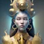 Placeholder: fantasy magic, intricate, sharp focus, illustration, highly detailed, digital painting, concept art, matte, art germ and Paul Lewin and Kehinde Wiley, masterpiece silver elephant head bronze Buddha Asian girl nice breast turquoise golden waves