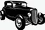 Placeholder: black 1932 ford hotrod, black line drawing on white, vector