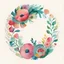 Placeholder: Gouache floral circle vivid colors vermillon