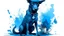 Placeholder: fantasy illustration: beautiful black dog in blue torn pants, tennis shoes, ragged hat on head,