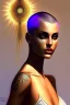 Placeholder: Her shaved head had the dark fuzz of new growth making her appear is if she were glowing with some inner light born of shadows.