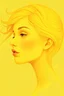 Placeholder: The image features a highly stylized and surreal representation of a beautiful girl characterized by a unique yellow-toned color palette. The face is shown in profile, with soft, smooth facial features and a serene expression. The head is adorned with flowing, , The background is a solid light yellow, enhancing the ethereal quality of the composition. The overall effect is one of