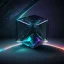 Placeholder: 3d holographic geometric shape isolated on space infinit dark background, glow, glass efect, 4k.