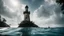 Placeholder: Photoreal magnificent shot as seen from below the water surface of a gargantuan enormous towering medieval light house on an exotic caribbean jungle island by lee jeffries, otherworldly creature, in the style of fantasy movies, photorealistic, shot on Hasselblad h6d-400c, zeiss prime lens, bokeh like f/0.8, tilt-shift lens 8k, high detail, smooth render, unreal engine 5, cinema 4d, HDR, dust effect, vivid colors