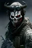 Placeholder: A soldier in the game modern warfare, he wears a skull mask with horns that covers his eyes. The lower half of his face is covered by a mask with a bloody fanged grin. He is a sniper, but can also run point. His call sign is Wraith. Couple