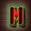 Placeholder: letter M neon bulbs