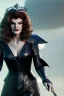 Placeholder: younger Rene Russo as evil queen in leather, cleavage, angry, stern look, unreal 5, octane render,cinema4d, dynamic lighting, dramatic lighting, 4k, redshift render, highly detailed, hyper realistic