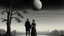 Placeholder: Generates the image of a man and a woman contemplating the moon in the style of Caspar David Friedrich