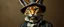 Placeholder: amish space alien lynx dressed in amish outfit, painted by Rembrandt, Escher and Giger and some anime genious