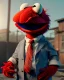 Placeholder: Realistic image, hybrid formed by simple Elmo muppet head and real human body, human arms and hands, Shirt and tie, concept art, smooth, unreal engine 5, god lights, ray tracing, RTX, lumen lighting, ultra detail, volumetric lighting, 3d, finely drawn, high definition, 4k.