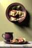 Placeholder: renaissance style still life composite, dish of Raviolis with meat, vine cup, olive oil. moisture, art, natural, ornaments, ceramic, marble, high kitchen, smooth, god rays, unreal engine 5, ray tracing, RTX, lumen lighting, ultra detail, volumetric lighting, 3d.