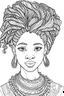 Placeholder: african girl face with beautiful hairstyle coloring page