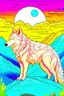 Placeholder: DRAW TO COLORING OF A WOLF ON A MOUNTAIN, CARTOON STYLE, LOW DETAILS, THICK LINES, NO SHADINGLINES