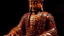 Placeholder: Buddha made of lacquered polished walnut burl and Mahogany, full object, dynamic contrast, depth mapped