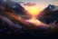 Placeholder: beautiful nature, mountains, fjord, flower meadow, forest, sunset, detail, realism