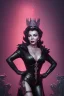 Placeholder: Joan Collins as evil queen in black leather, leather, busty, cleavage, angry, stern look. character design by cory loftis, fenghua zhong, ryohei hase, ismail inceoglu and ruan jia. unreal engine 5, artistic lighting, highly detailed, photorealistic, fantasy