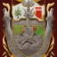 Placeholder: coat of arms of a troglodyte city in the moutains, very detailed