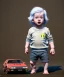 Placeholder: cratus toddler, full body, delorean, dramatic lighting, hyper realistic