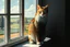 Placeholder: create a poetic 16:9 surreal image of a mandala cat sitting on a window ledge, its body semi-transparent, filled with overlapping layers of a post-impressionist Cézanne landscape and an impressionist Renoir garden. Geometric fields, curving trees and floral light melt together within the cat's form. The outside world and the cat's internal design fuse visually, blending painterly textures with ornamental detail --v 7 --style raw --ar 16:9