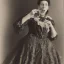 Placeholder: Portrait of a lady in Victorian dress eating a Mars bar