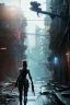 Placeholder: beautiful gun hold girl robot, post-apocalyptic in a cyberpunk city, realistic, intriacte detail, sci-fi fantasy style, volumetric lighting, particales,highly detailed,cinamatic, deep