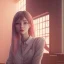 Placeholder: Anime, female student studying under window, lesson, perfect face, cool face, ultra detail, unreal engine 5, cinema4d, sun light, studio lighting --ar 1:1 --v 4