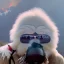 Placeholder: subject = (Yeti in a mask) background = (wildfires, mountains, fires, smoke, disaster)