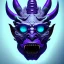 Placeholder: oni purple mask in galaxy, teal and purple smoke, detailed, realistic, 4k