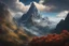 Placeholder: A lonely steep massiv mountain with a needle thin tower on the top reaching the clouds. fantasy concept art, exquisite realism, a masterpiece, dynamic lighting, hyper detailed, intricately detailed, deep color, Unreal Engine, volumetric lighting , Epic cinematic brilliant stunning intricate meticulously detailed dramatic atmospheric maximal,