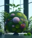 Placeholder: globe, plants and flowers around, kente, cinema 4d, octane render, high detail