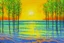 Placeholder: Sunny day, trees, sand, impressionism painting