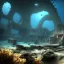 Placeholder: lost underwater city, Poseidon, highly detailed, cinematic, ultra photorealistic, ultra realistic, volumetric lighting, sun shafts, spectral, 4k, 8k, fish swimming around, murkey