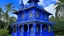 Placeholder: A blue violet castle designed in Hawaiian tikis painted by Leonardo da Vinci