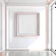 Placeholder: a realistic minimal calming wall frame template in a museum wall closeup