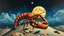 Placeholder: surreal concept art of a giant lobster crawling on the moon, with intricate details and vibrant colors, inspired by Salvador Dali's "Lobster Telephone", (long shot), realistic painting