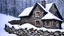 Placeholder: stone cottage in forest in winter